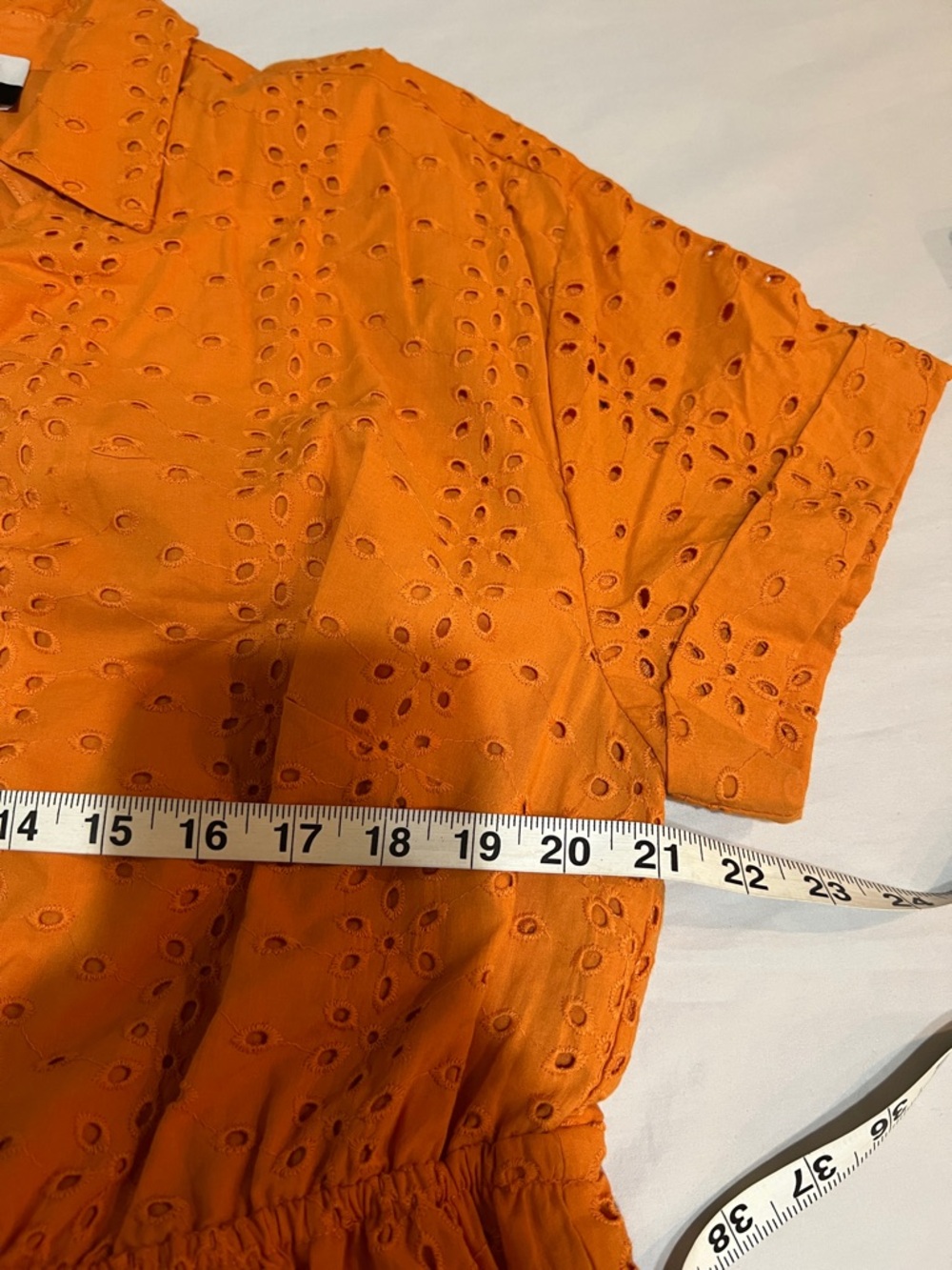 ELOQUII Elements Orange Cotton Eyelet Tiered Midi Dress Size 16 Boho Cottagecore - Picture 8 of 9